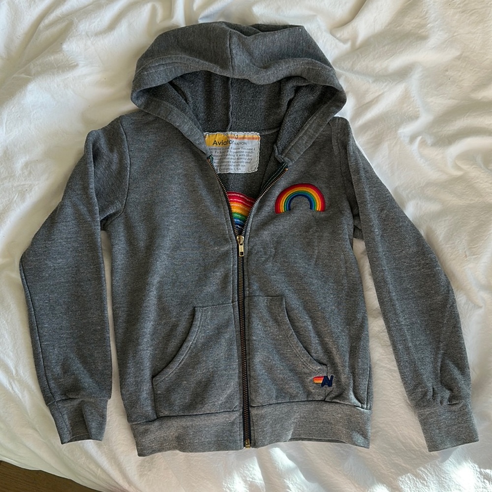 Aviator Nation embroidered rainbow hoodie